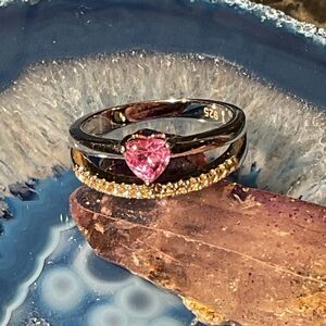Pink Heart Ruby .925 Silver Ring